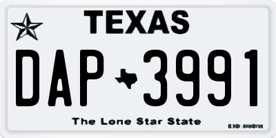 TX license plate DAP3991