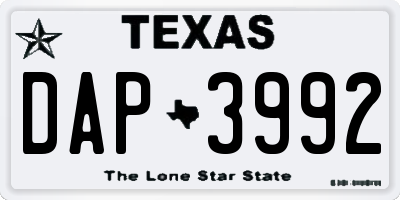 TX license plate DAP3992