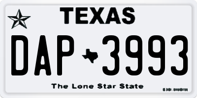 TX license plate DAP3993