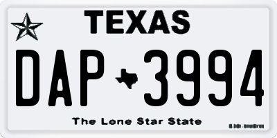 TX license plate DAP3994