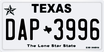 TX license plate DAP3996