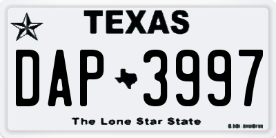 TX license plate DAP3997