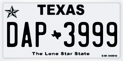 TX license plate DAP3999