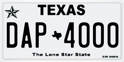 TX license plate DAP4000