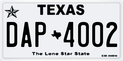 TX license plate DAP4002