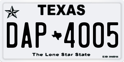 TX license plate DAP4005
