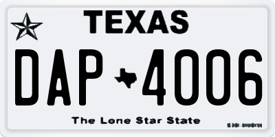 TX license plate DAP4006