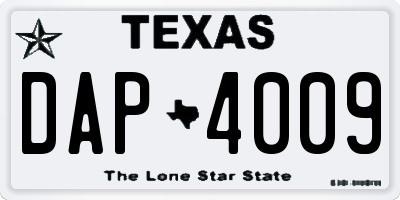 TX license plate DAP4009