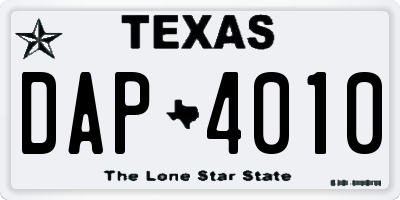 TX license plate DAP4010