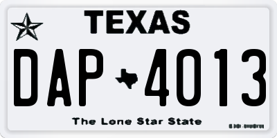 TX license plate DAP4013