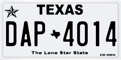 TX license plate DAP4014