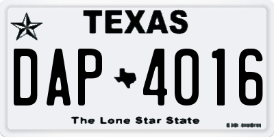 TX license plate DAP4016