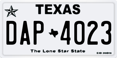 TX license plate DAP4023