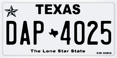TX license plate DAP4025