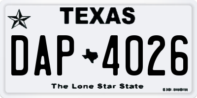 TX license plate DAP4026