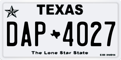 TX license plate DAP4027