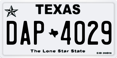 TX license plate DAP4029