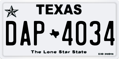 TX license plate DAP4034