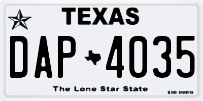 TX license plate DAP4035