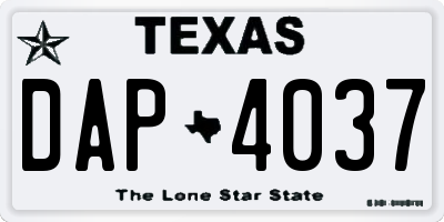 TX license plate DAP4037