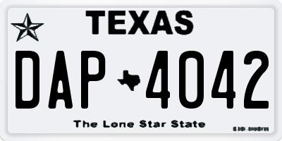 TX license plate DAP4042
