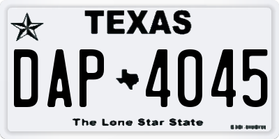 TX license plate DAP4045