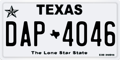 TX license plate DAP4046