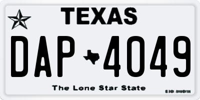 TX license plate DAP4049