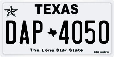 TX license plate DAP4050