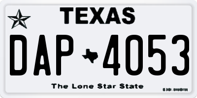 TX license plate DAP4053