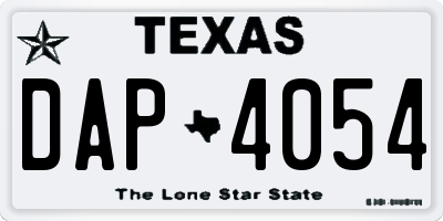 TX license plate DAP4054
