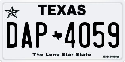 TX license plate DAP4059