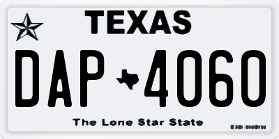TX license plate DAP4060