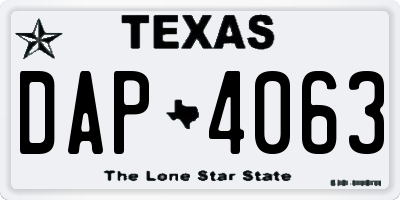 TX license plate DAP4063