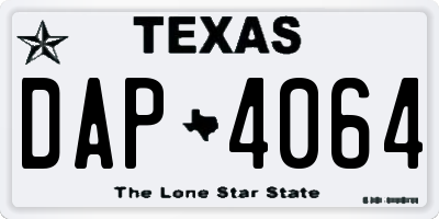 TX license plate DAP4064