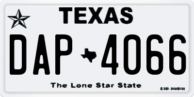 TX license plate DAP4066