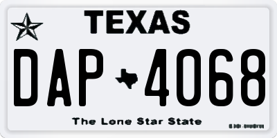 TX license plate DAP4068
