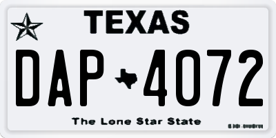 TX license plate DAP4072
