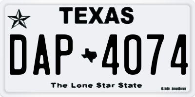 TX license plate DAP4074