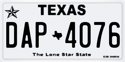 TX license plate DAP4076
