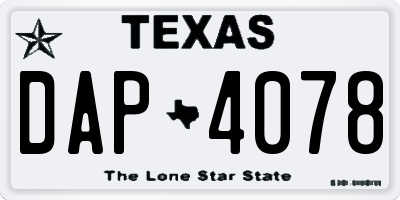 TX license plate DAP4078