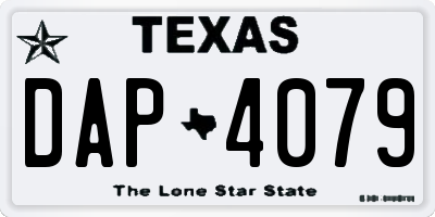 TX license plate DAP4079