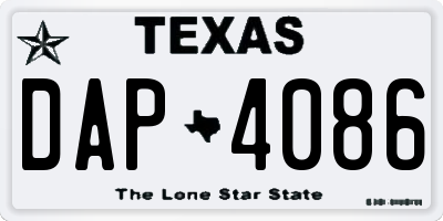 TX license plate DAP4086