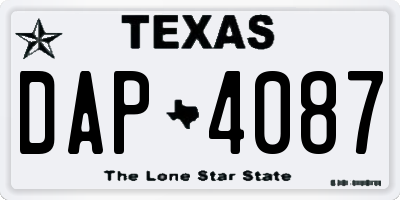 TX license plate DAP4087