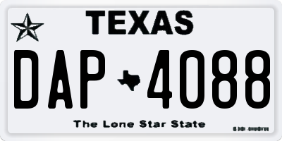 TX license plate DAP4088
