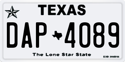TX license plate DAP4089