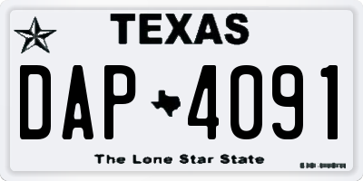 TX license plate DAP4091