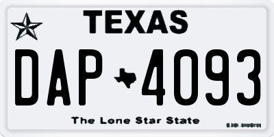 TX license plate DAP4093