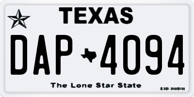 TX license plate DAP4094