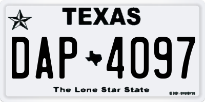 TX license plate DAP4097